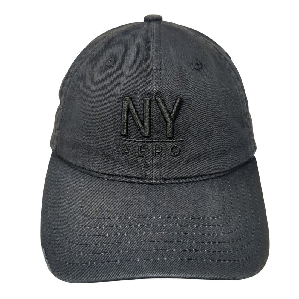NY Aero Slideback Baseball Hat Black One Size Embroidered Aeropostale